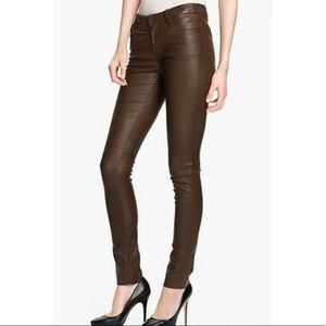 VINCE. leather washed ankle zip pants